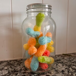 Freeze dried sour gummy worms treat snack candy puff