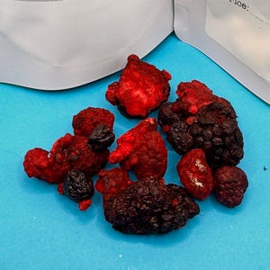 Freeze dried organic no apeel berry mix with strawberries, blueberries, blackberries, and raspberries