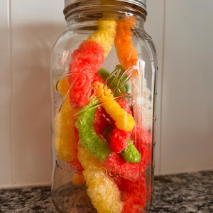 Freeze dried gummy worms treat snack puff candy