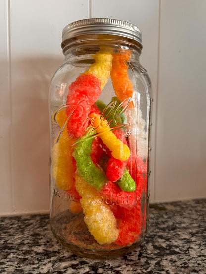 Freeze dried gummy worms treat snack puff candy